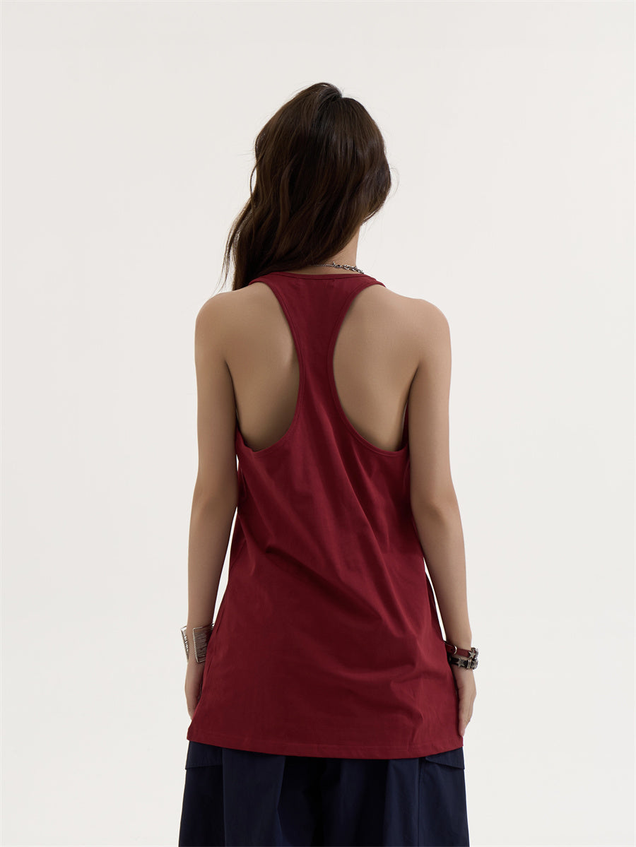 Women's Design Wine Red Printed Sleeveless Vest - Image 3