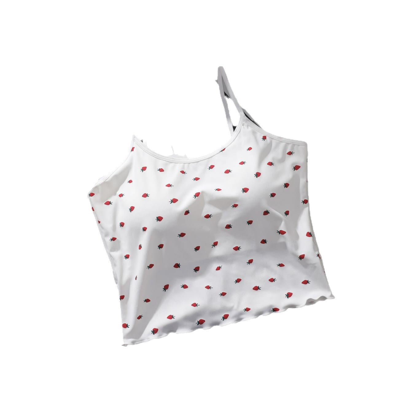 Ruffle-edged Outerwear Top With Built-in Chest Pads And A Strawberry Print - Image 4