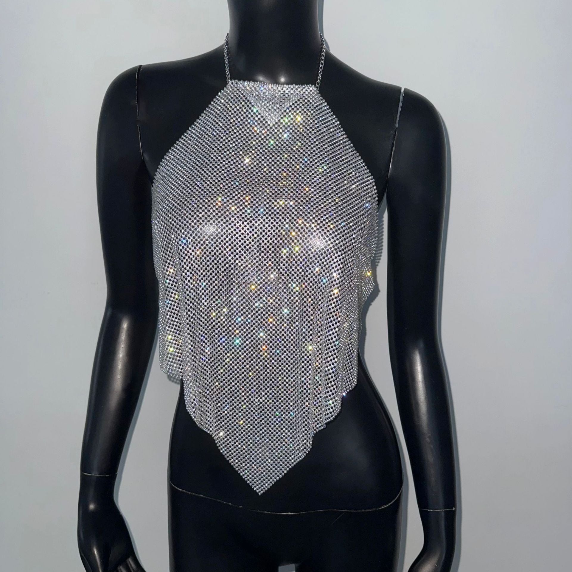 Metal Sequins Full Diamond Camisole Party Hot Girl Halter Vest - Image 6
