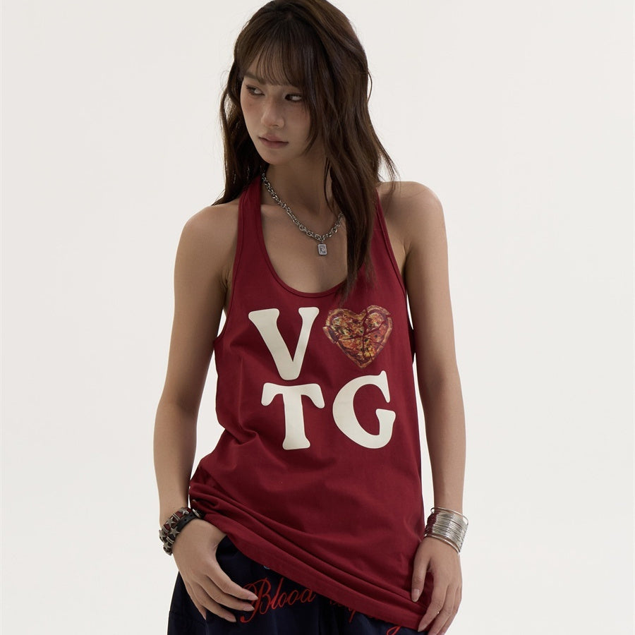 Women's Design Wine Red Printed Sleeveless Vest - Image 5