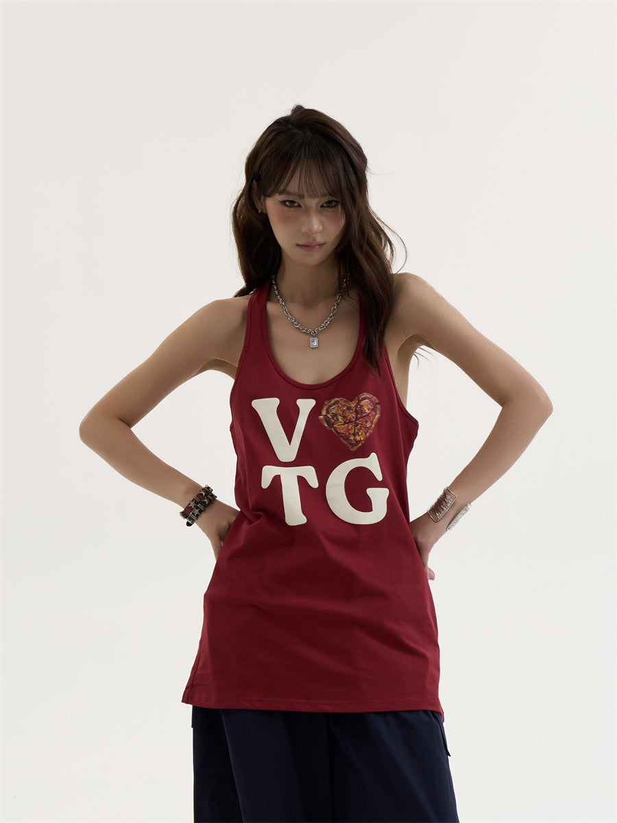Women's Design Wine Red Printed Sleeveless Vest - Image 2